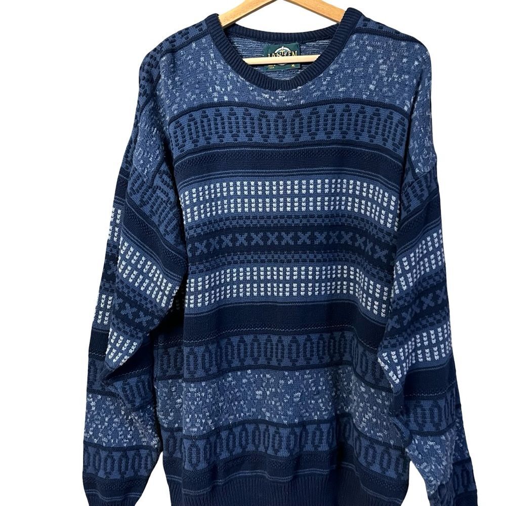 Vintage Jantzen Mens 3D Knit Sweater XL Geometric Cosby 90s USA Grandpa Biggie